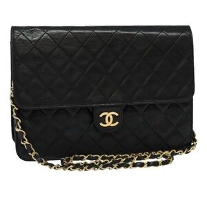 Chanel Black Quilted Leather Shoulder Bag-VINTAGE